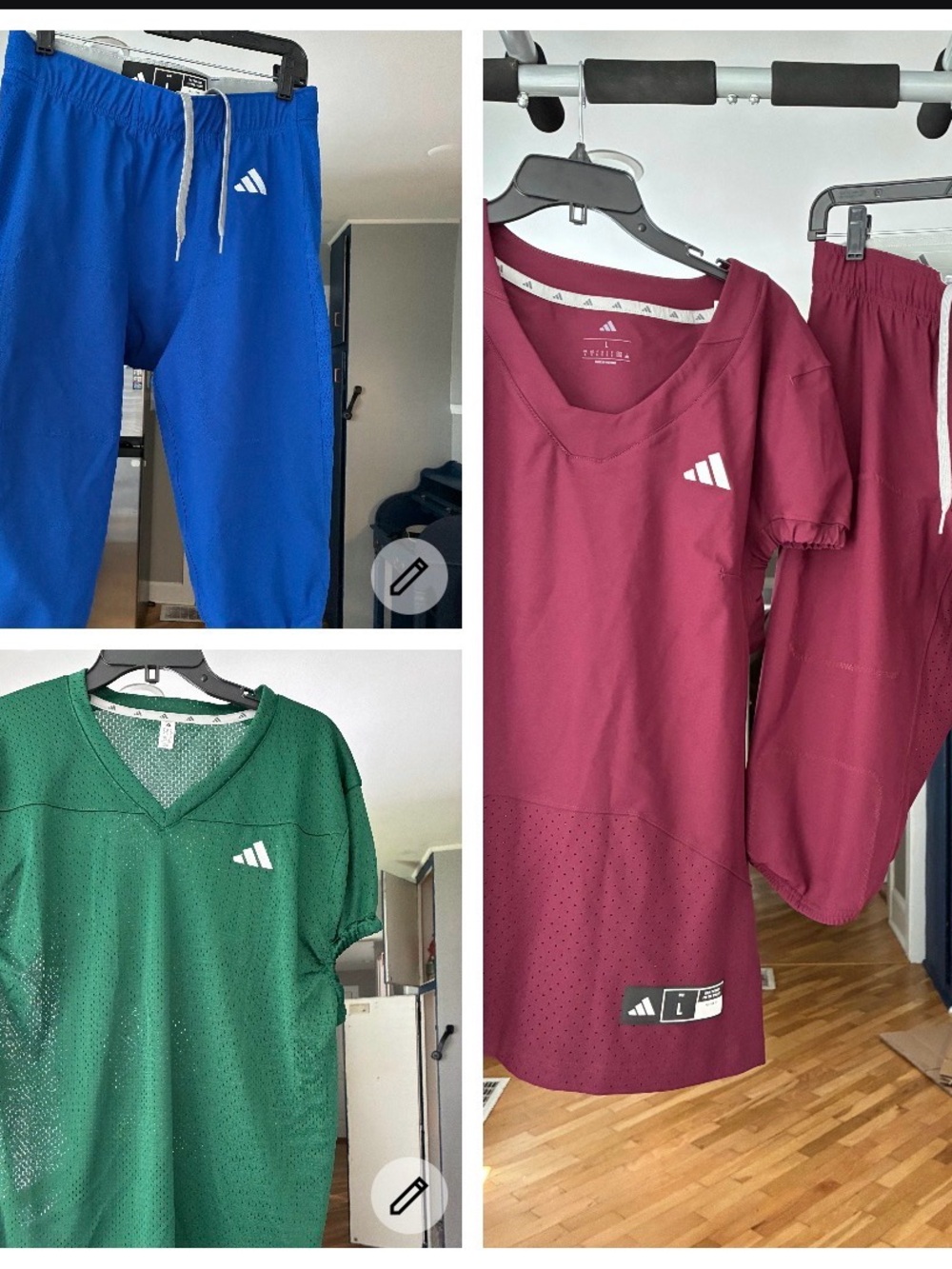 Size large football practice jerseys